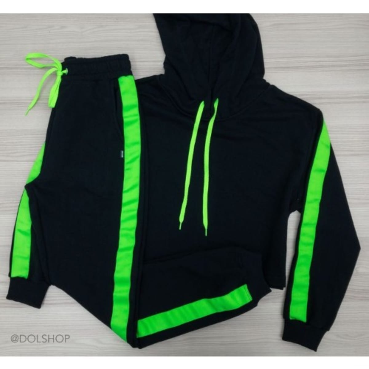 Neon green sales and black joggers