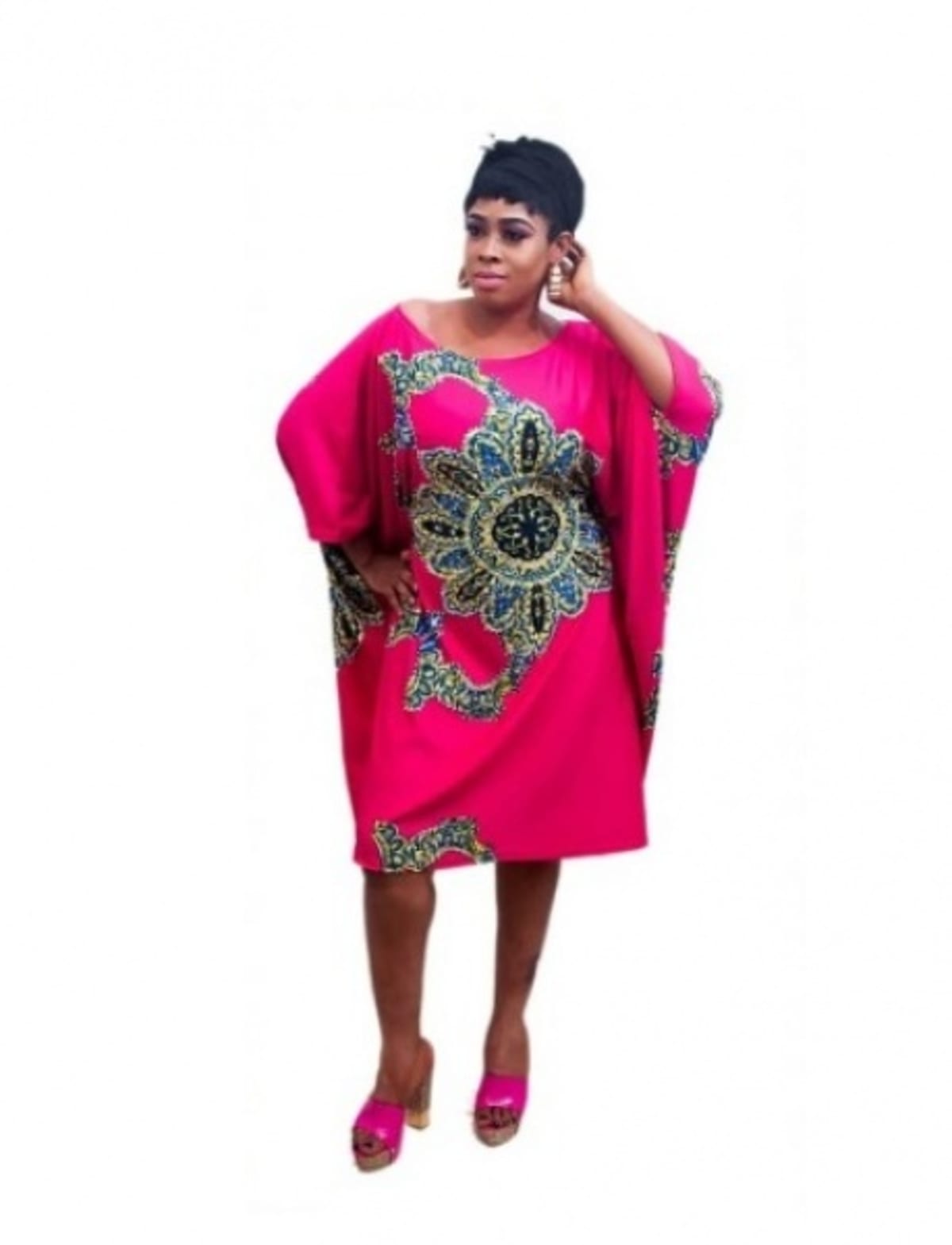 Women s Short Full Stones Abaya Dress Pink Konga Online Shopping