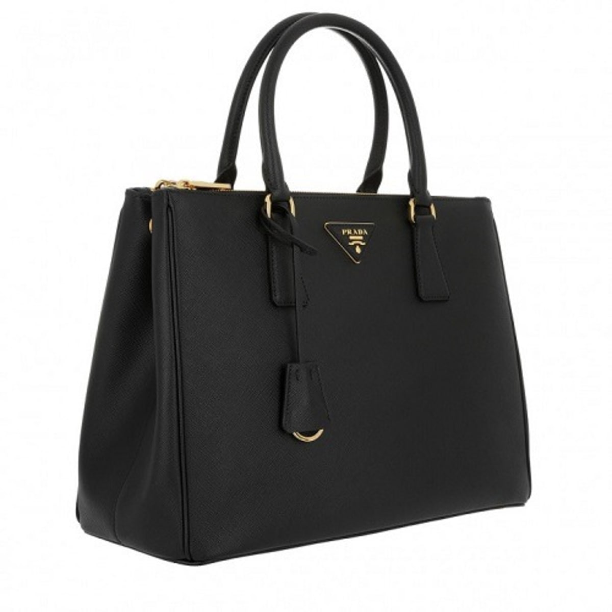 Prada Saffiano Lux Black Medium Satchel Handbag 