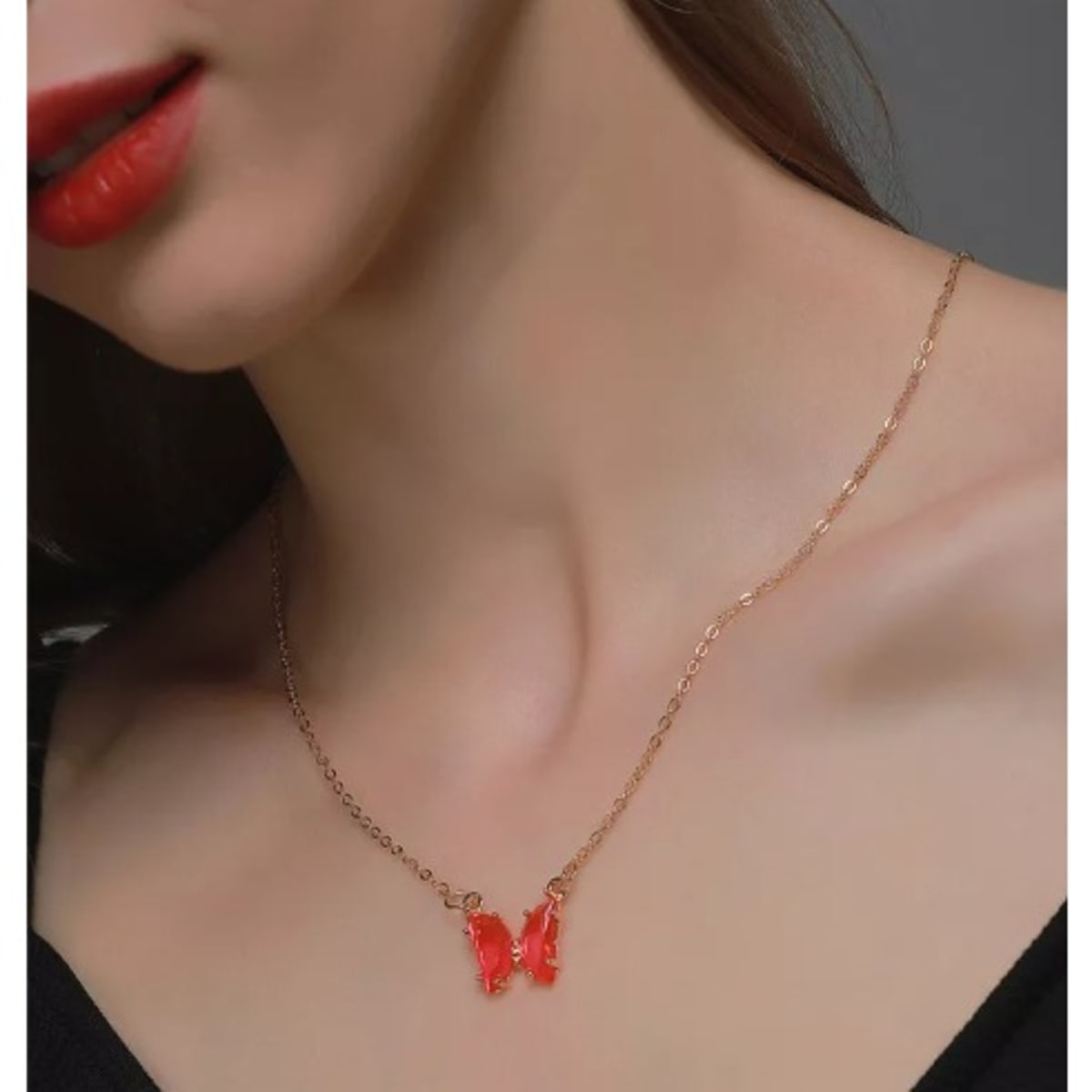 Red online butterfly necklace