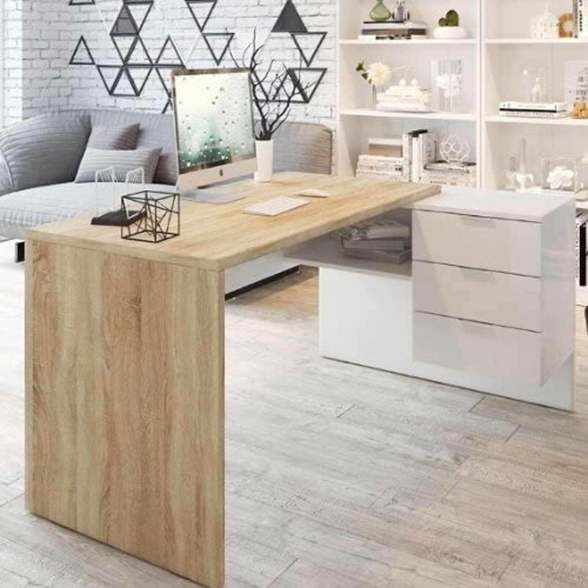 Off white top computer desk