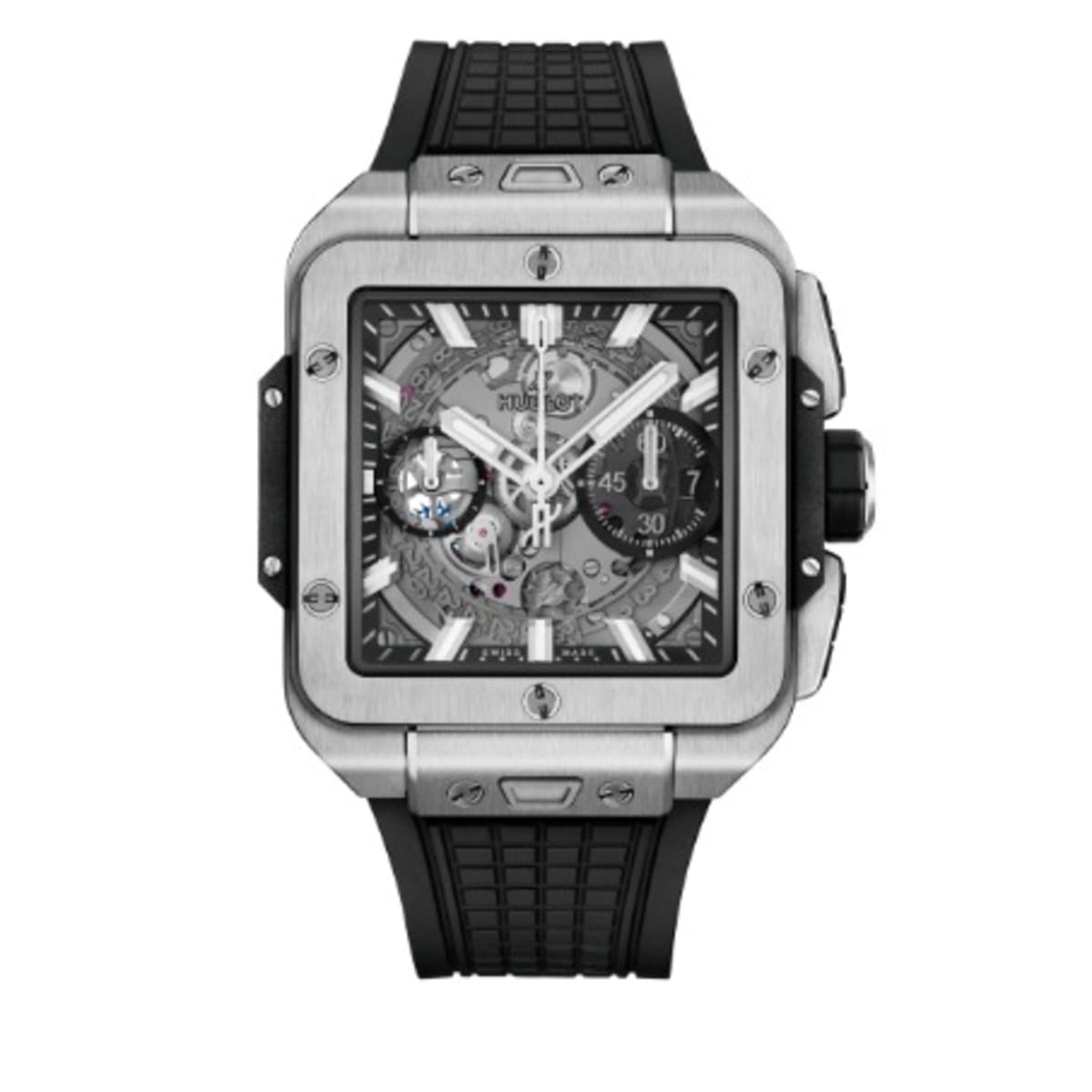 Hublot Chronograph Square Face Strap Wristwatch Black