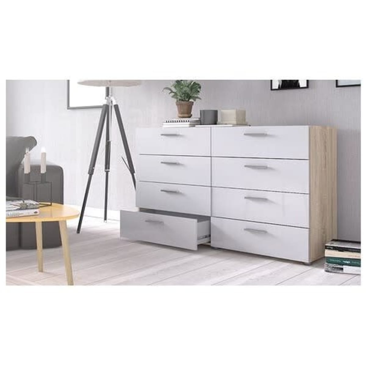 Gray 8 shop drawer double dresser