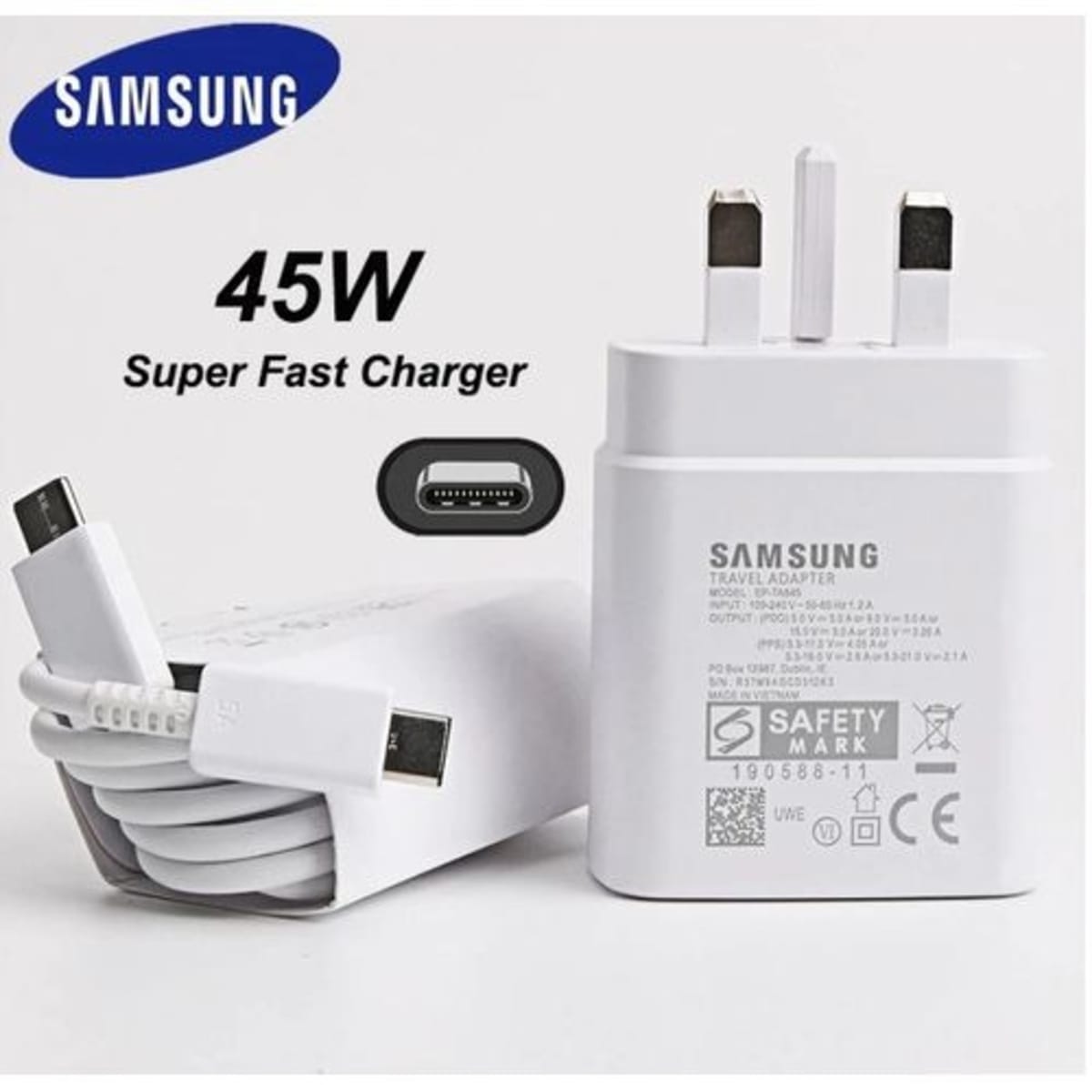 Original Samsung 45W Super Fast Charger USB-C For Galaxy S22 S21