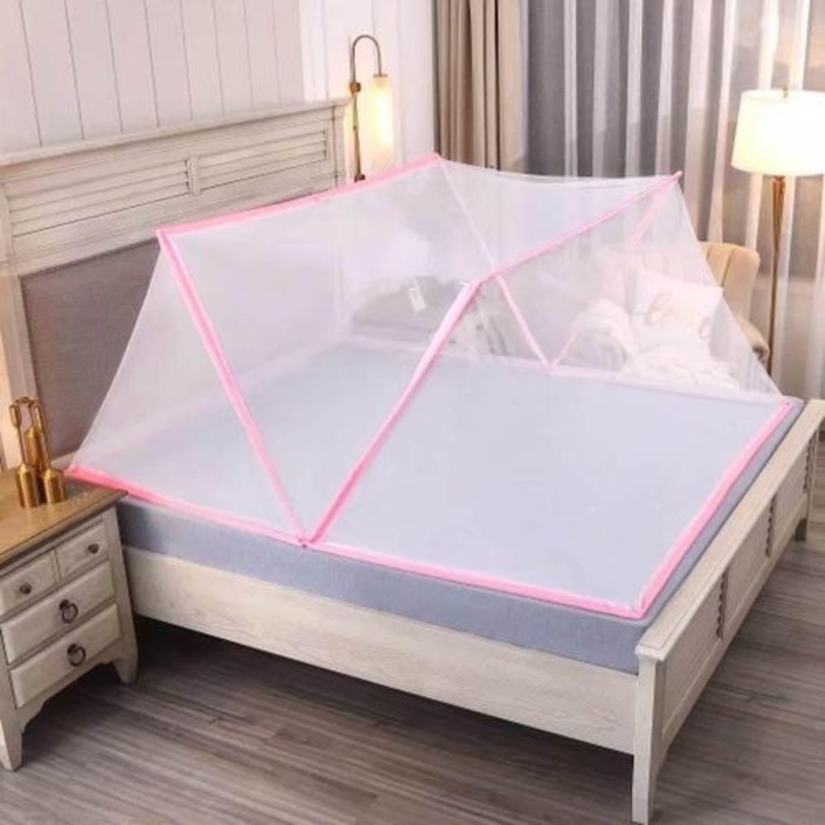 Collapsible Mosquito Net - 4ft By 6ft - Pink