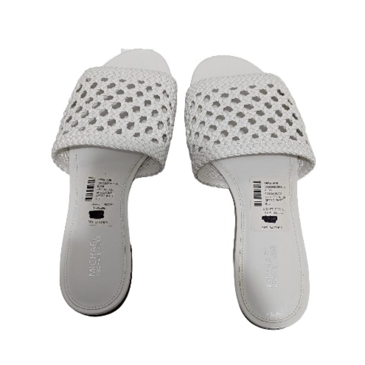 Michael Kors Augustine Woven Slide Slippers Optic White Konga