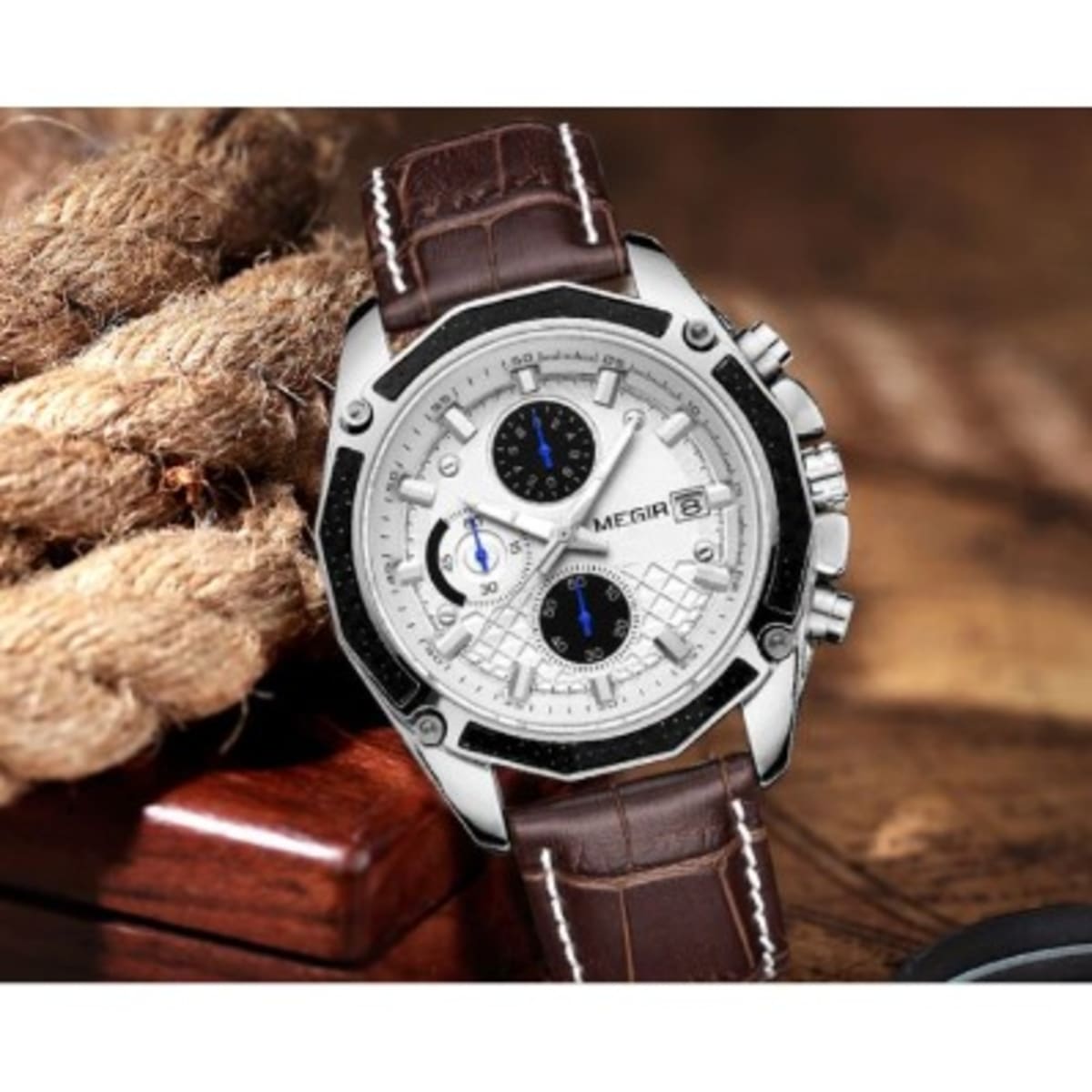 Megir Sports Watch Chronograph Leather Brown Konga Online Shopping