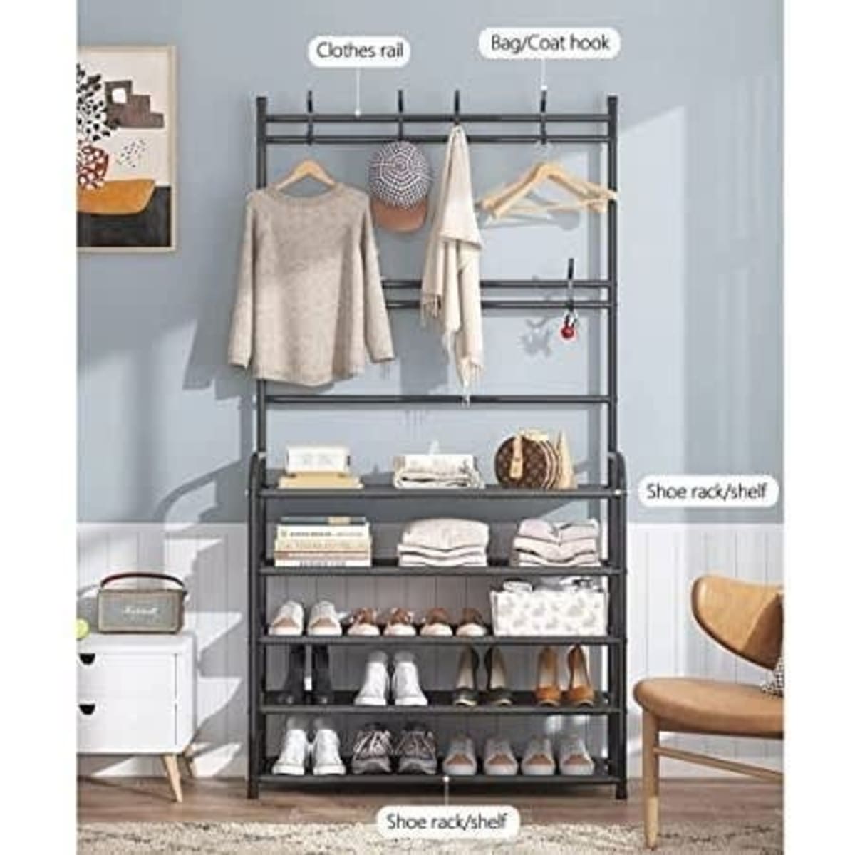 Multifunctional 2 In 1 Cloth Hanger And Shoe Rack