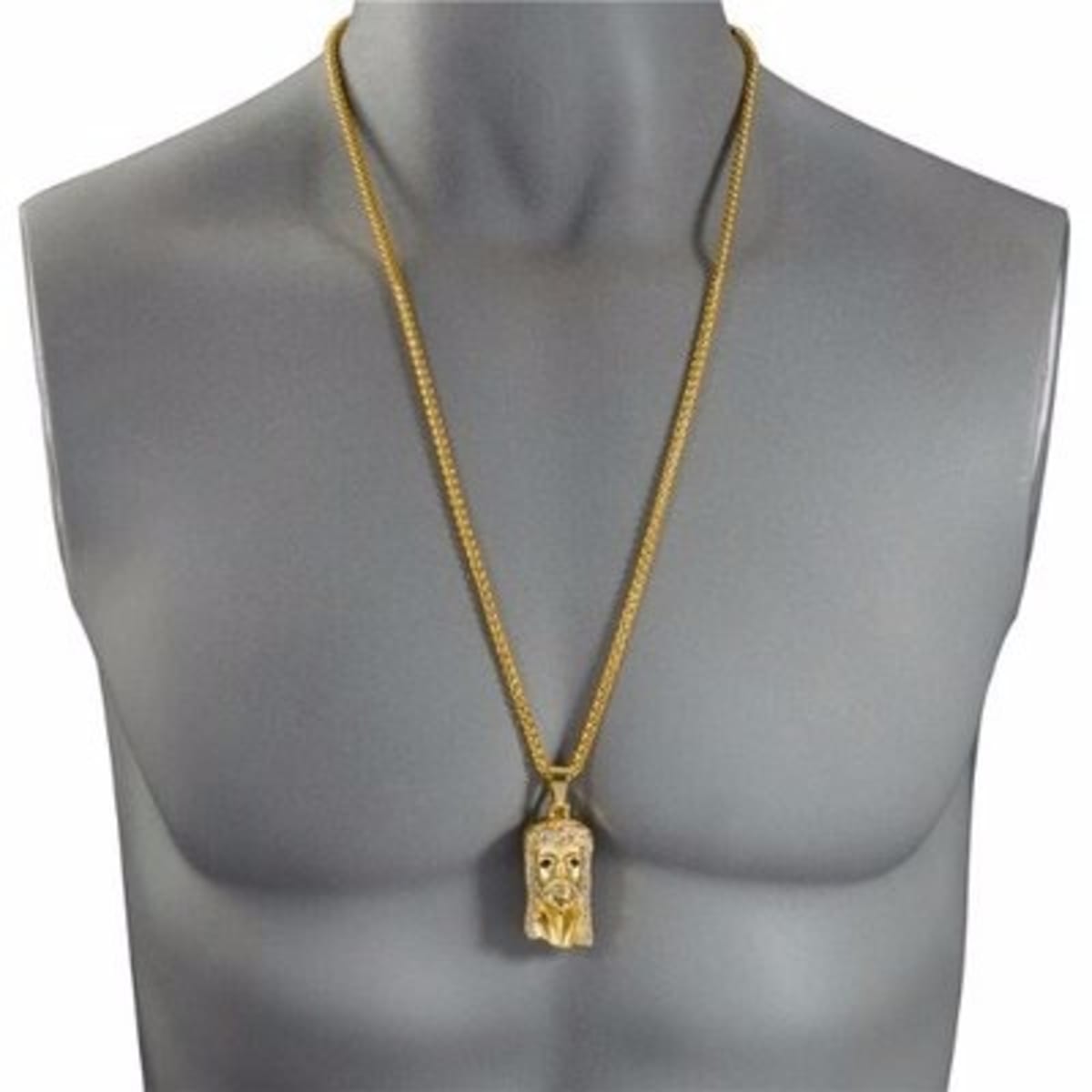 Mens gold chain with jesus piece sale