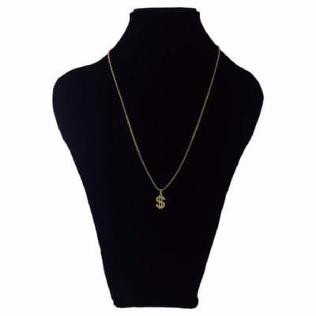Women s Thin Box Link Gold Chain With Small Dollar Pendant