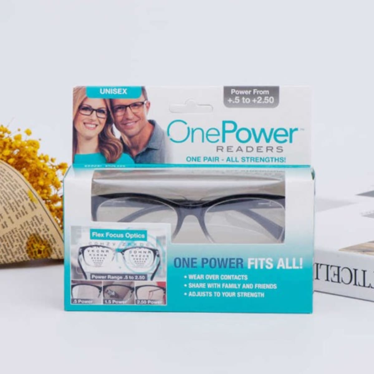 Unisex One Power .5 to 2.50 Auto Clear Bifocal Reading Glasses