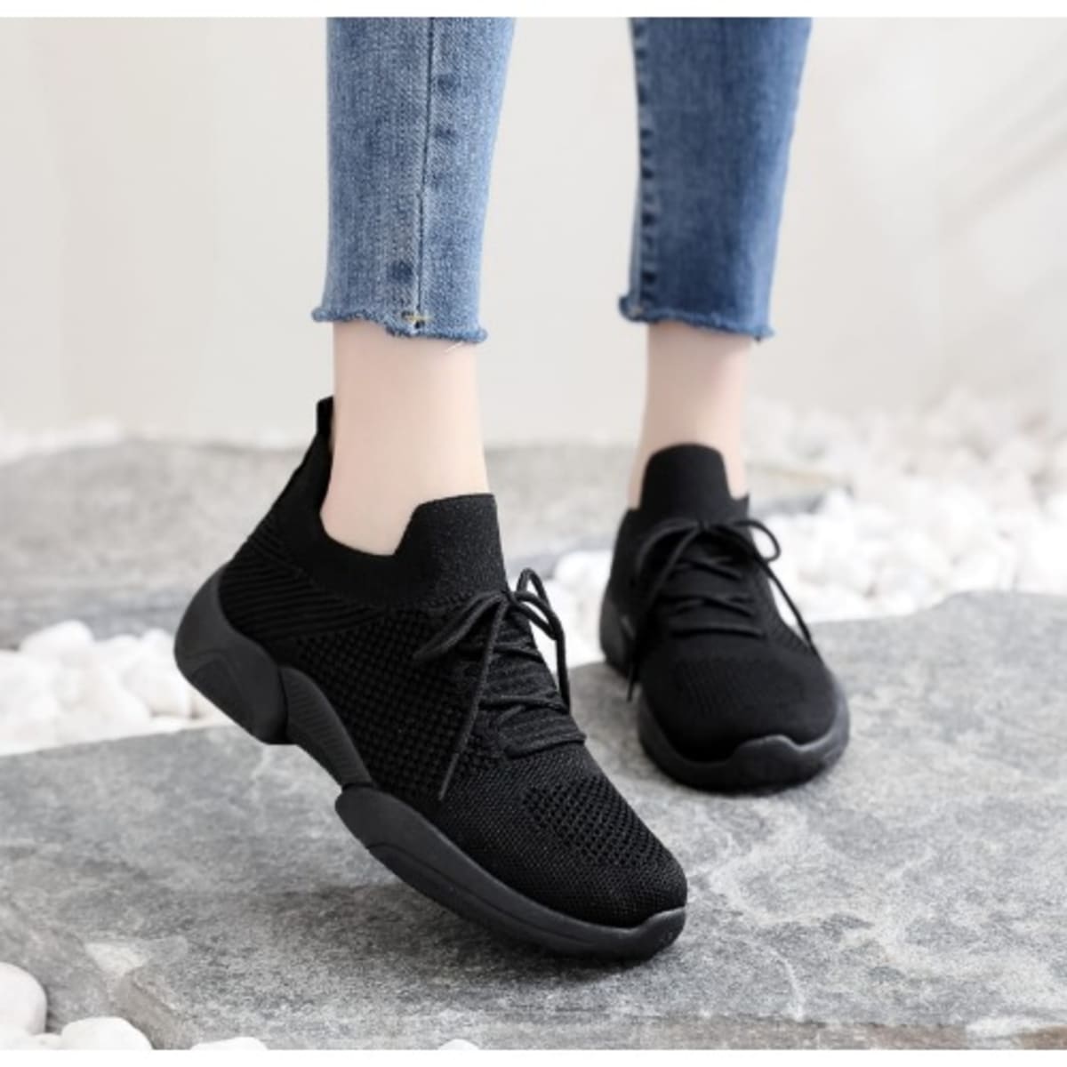 Fashion Front Female Tennis Socks Sneakers Black Konga Online