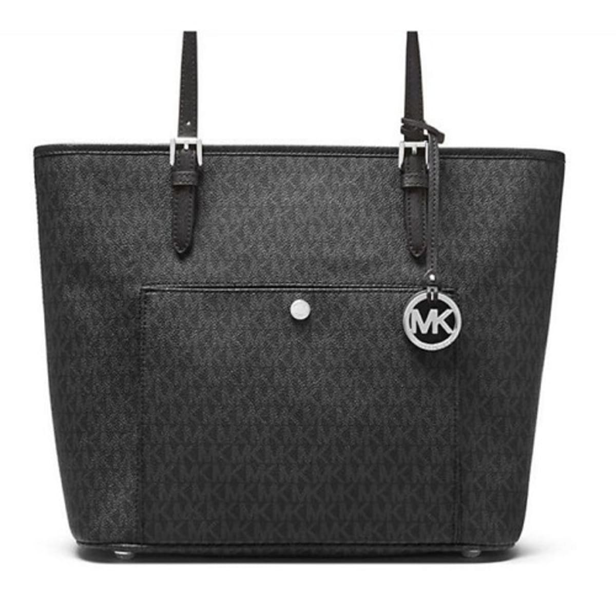 Michael Kors Large Signature Snap Pocket Tote Bag Black