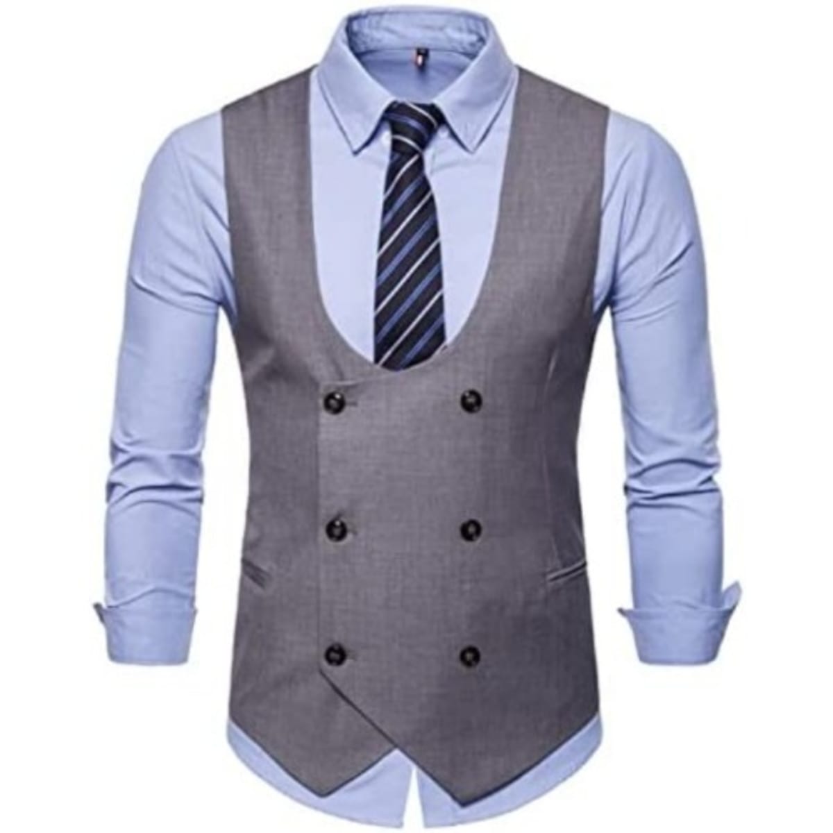 Men s Double Breasted Waistcoat Grey Konga Online Shopping