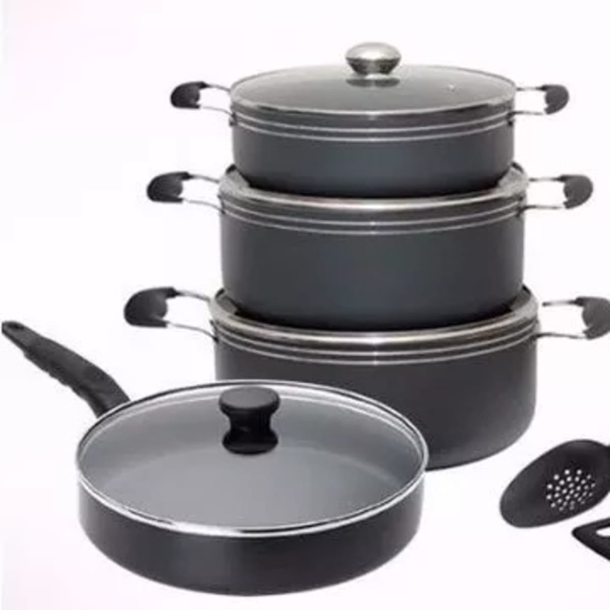 Big Size Non-stick Pots With Frying Pan - 3 Pcs Set