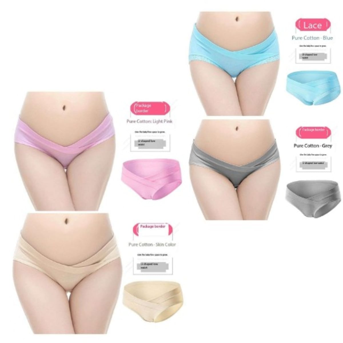 Pregnancy Maternity Under the Belly Panties - 4pcs
