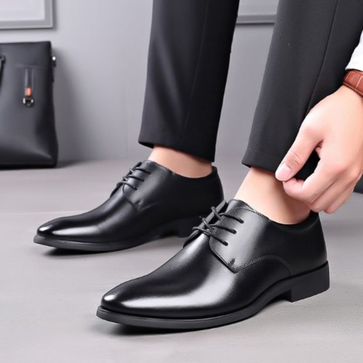 Men Corporate Leather Shoe Black Konga Online Shopping