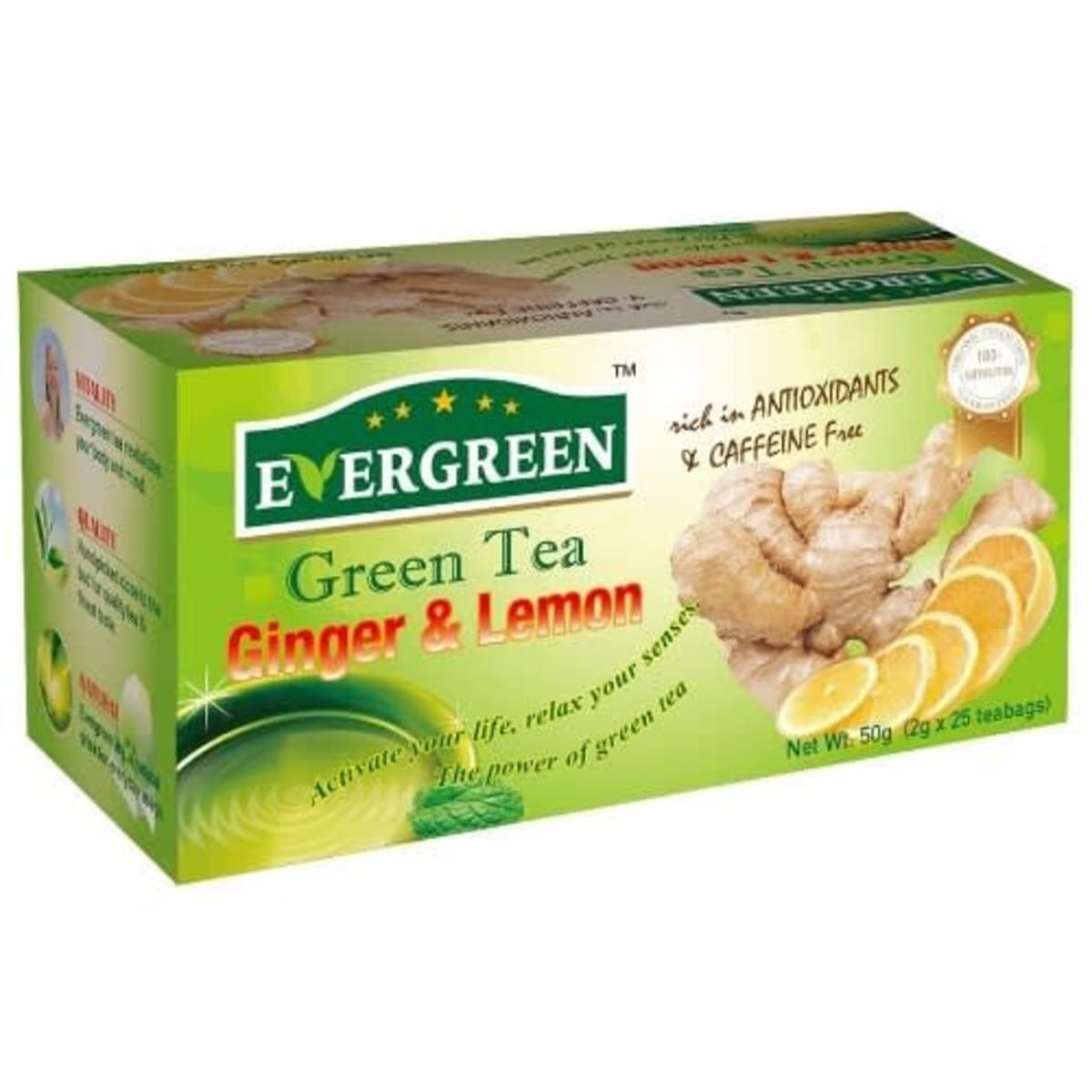 Evergreen Green Tea Ginger & Lemon - 50g - 25 Teabags