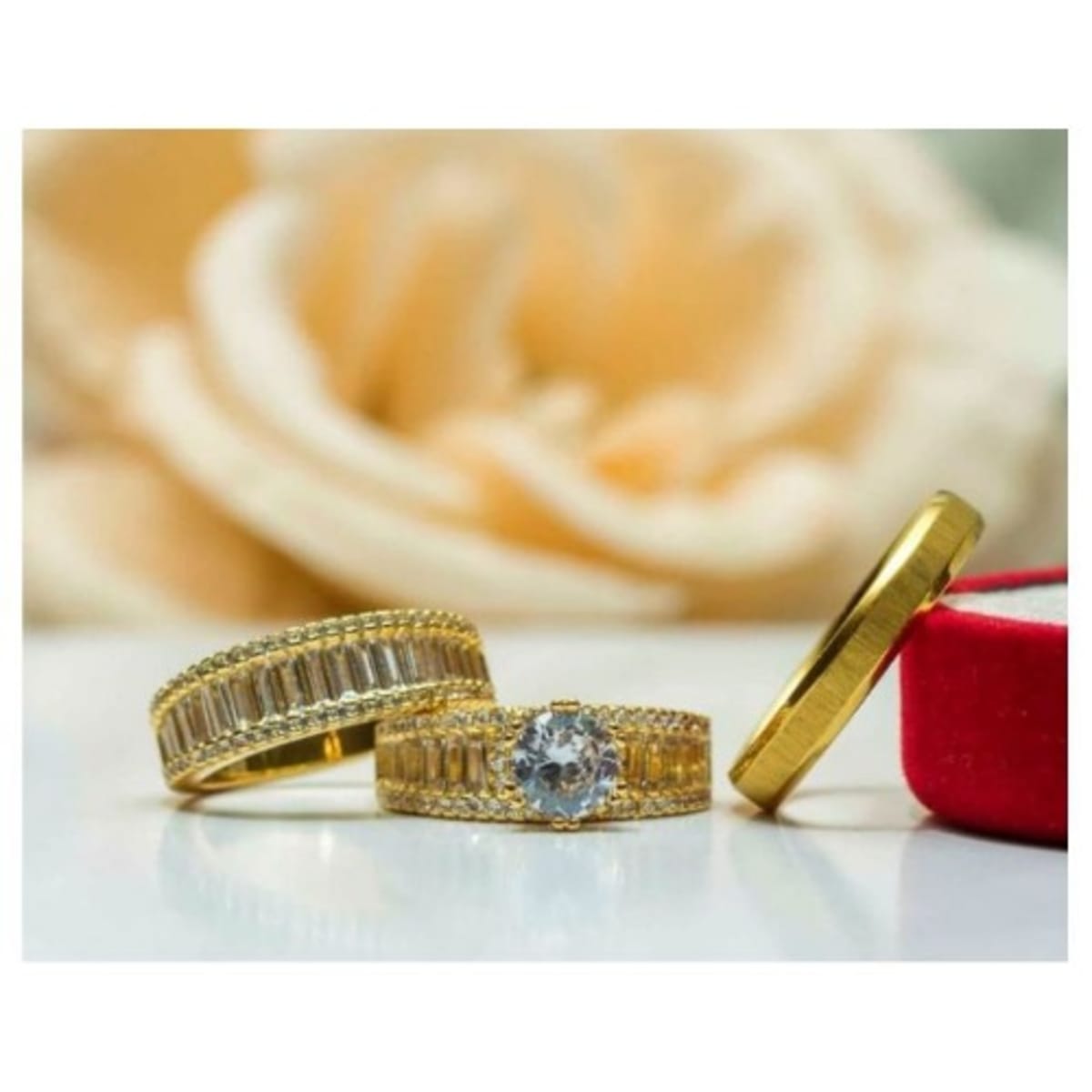 Gold plated wedding sale ring sets