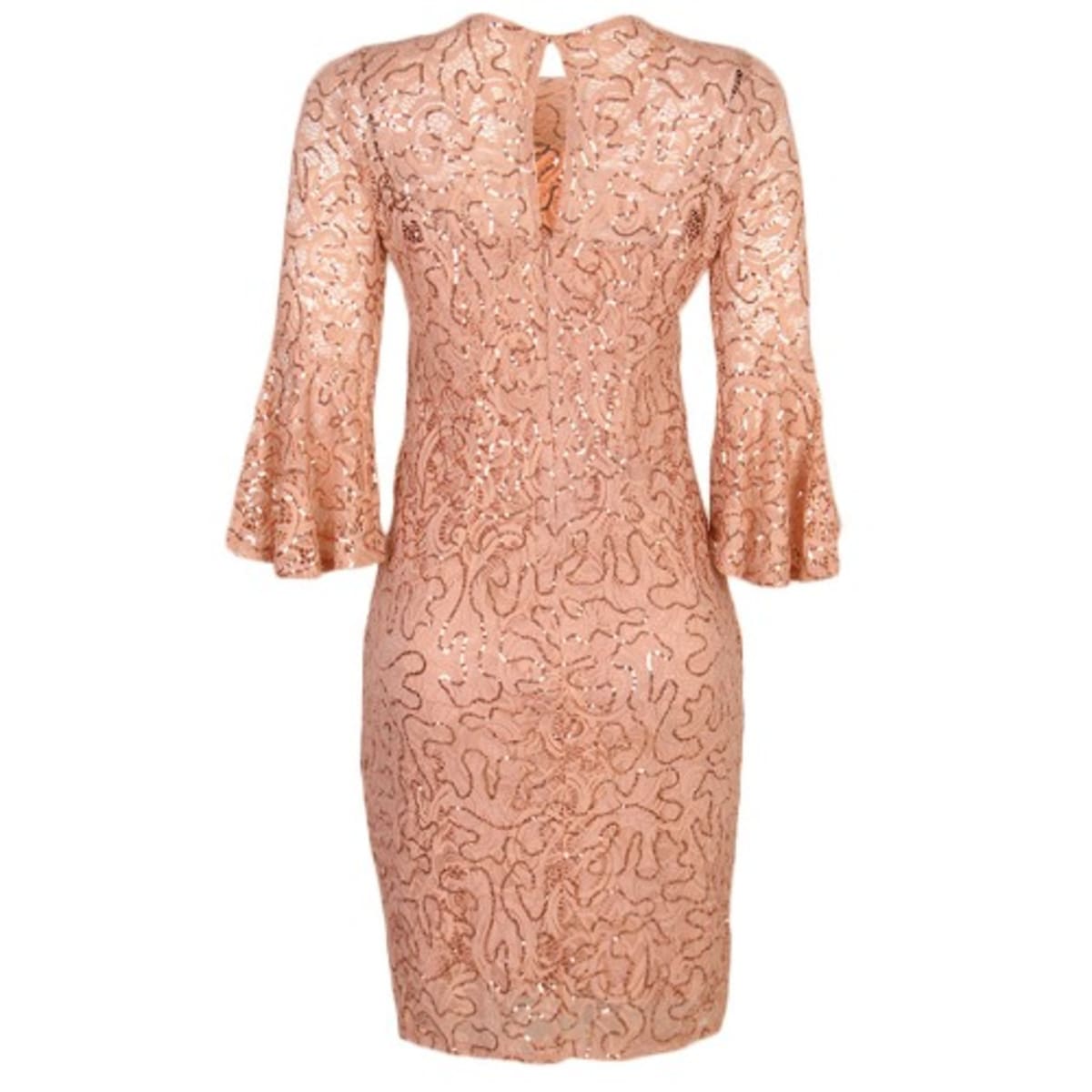 Marina sequin lace bell sleeve short dress hotsell