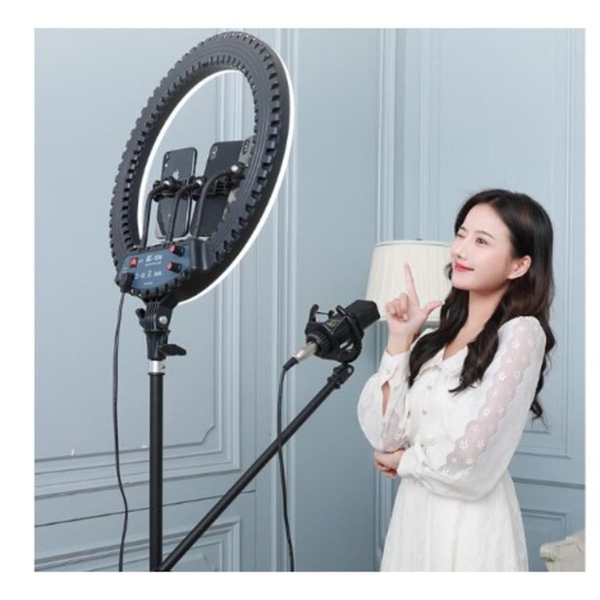 Microphone Boom Tripod Stand With 14 Inches Ring Light And Two Phone Holders | Konga Online Shopping