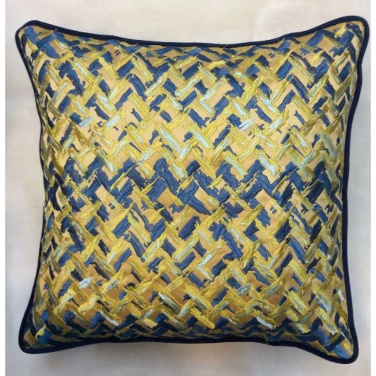 Yellow and outlet blue throw pillows