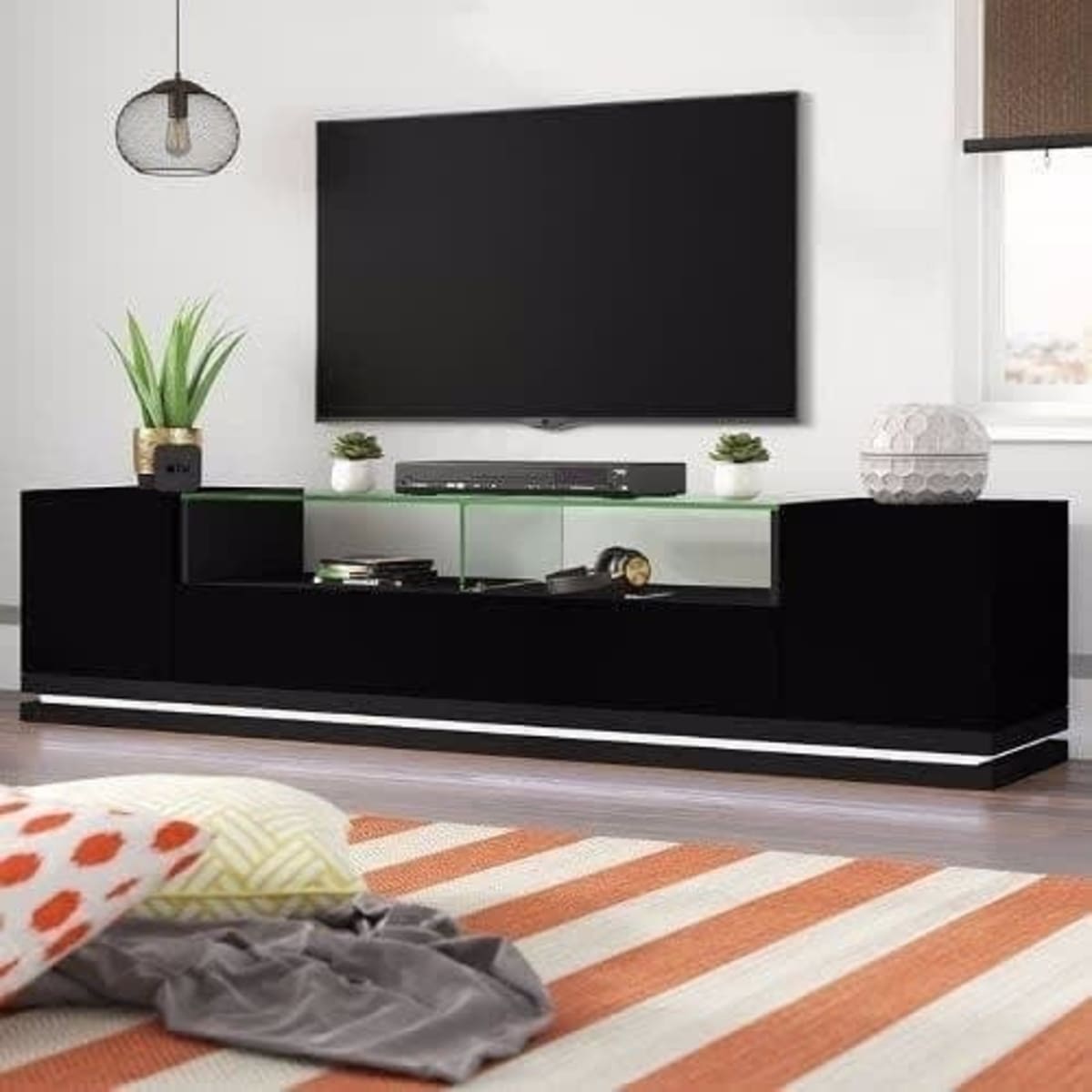 Shiny black tv stand sale