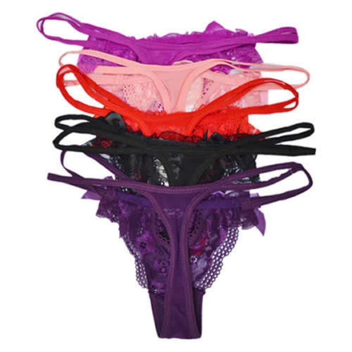 Fashion Front Mixed Thongs Set Of 5- Multicolour
