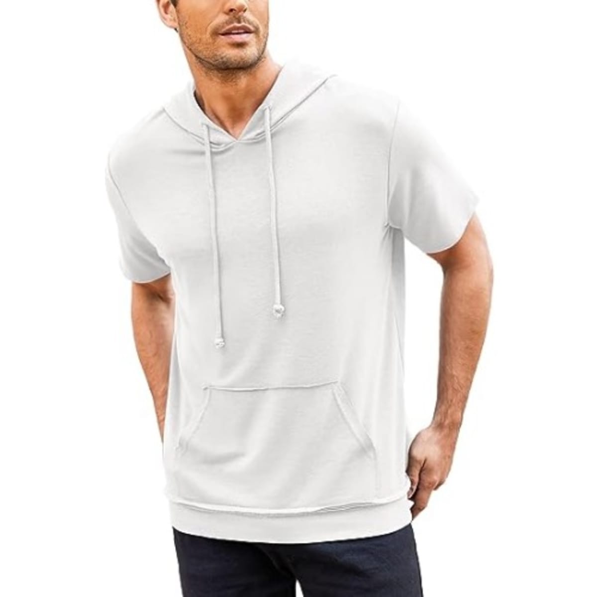 Plain short sleeve hoodie sales