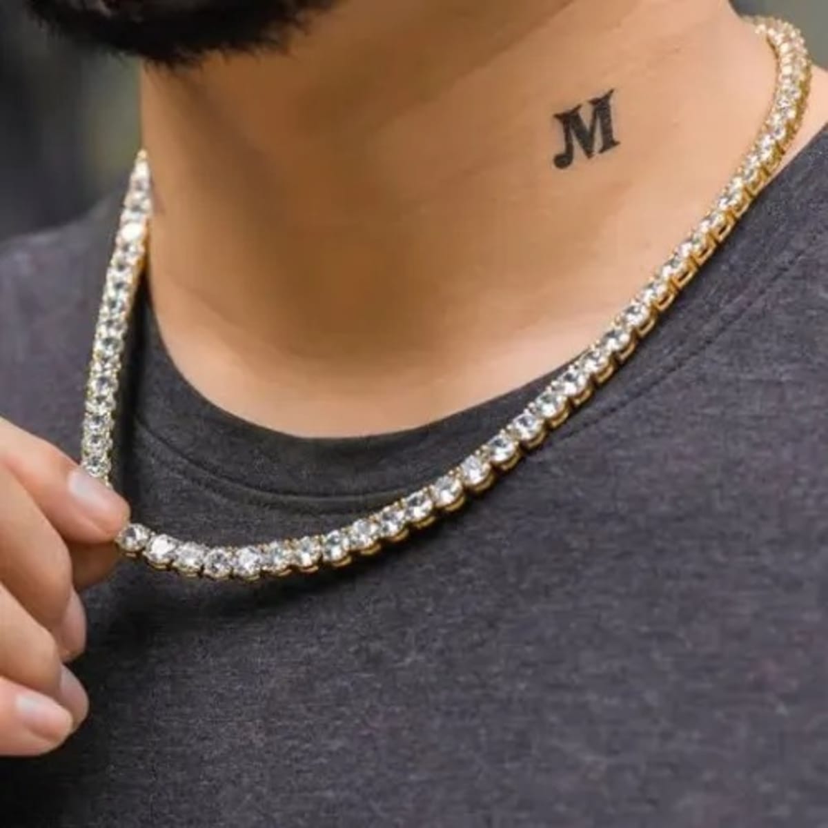Mens tennis necklace gold new arrivals