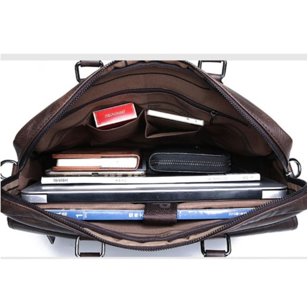 Jeep leather cheap laptop bag