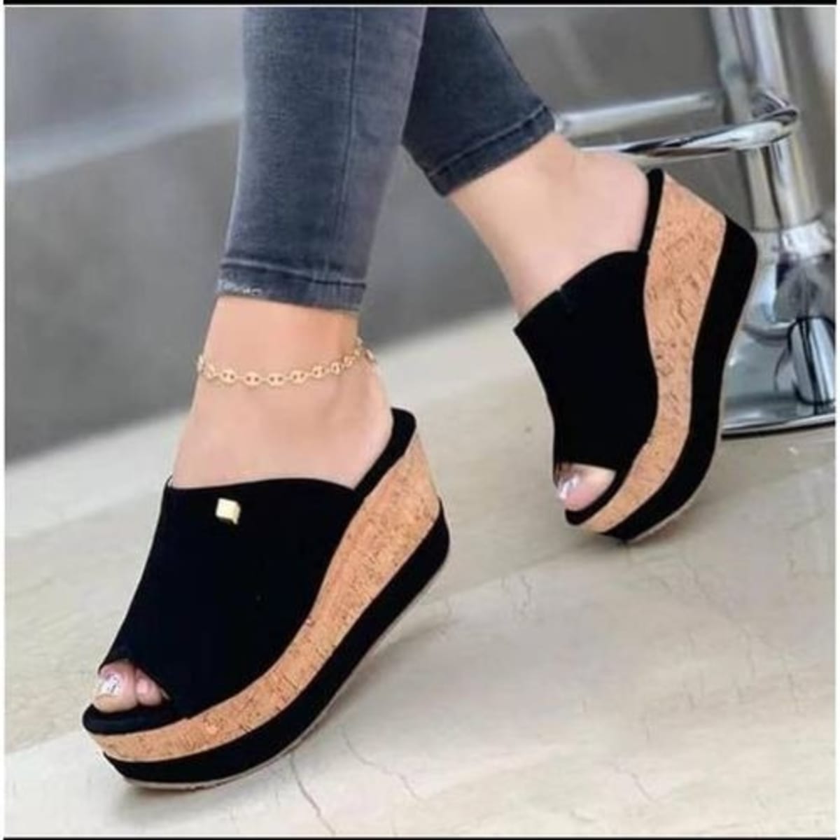 Women's slippers with wedge heel sale
