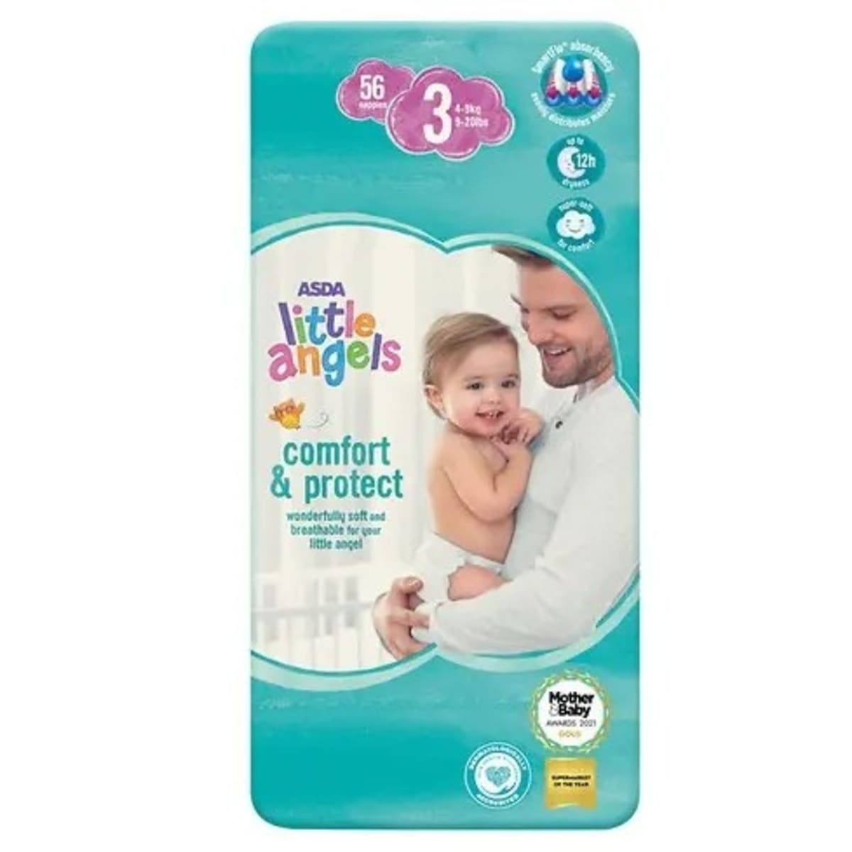 ASDA Little Angels Comfort Protect Size 3 Nappies 56 packs