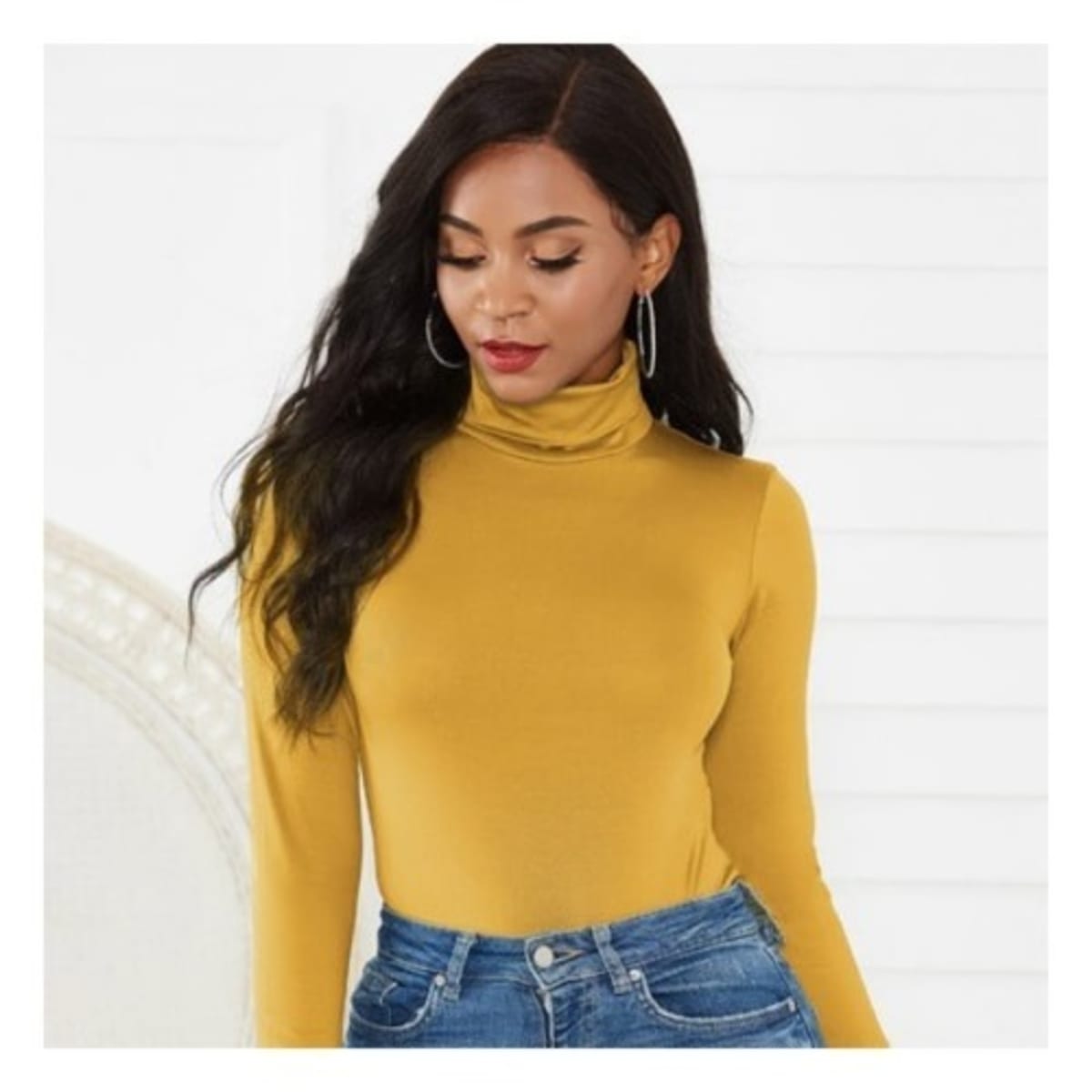 Yellow mock new arrivals neck top