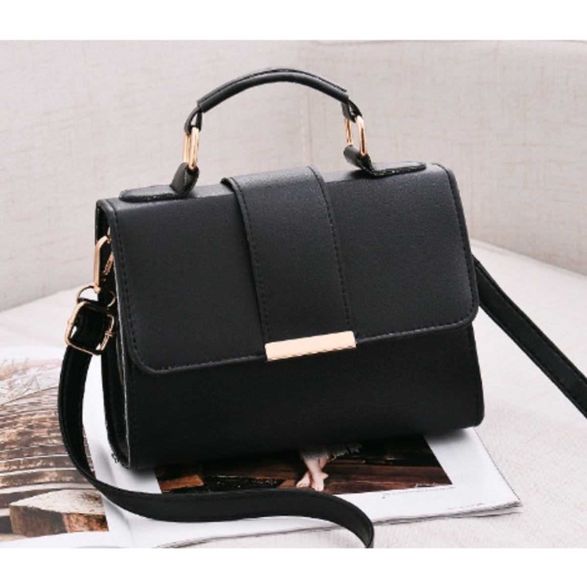 Outing office Ladies Box Bag With Dual Handle Black Konga