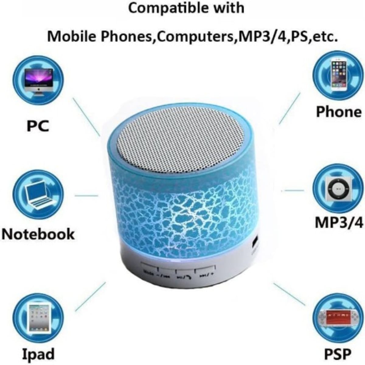 Wireless mini led bluetooth speakers wireless music audio tf usb fm stereo subwoofer with mic hot sale