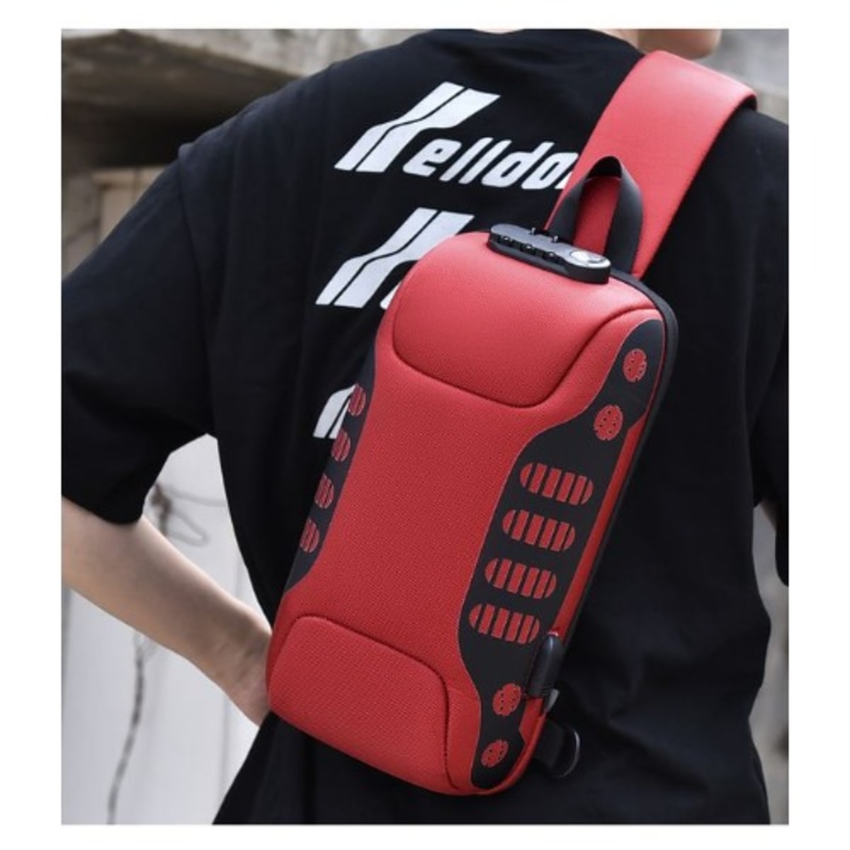 Cross Body Anti theft Chest Bag Unisex Waterproof red Konga
