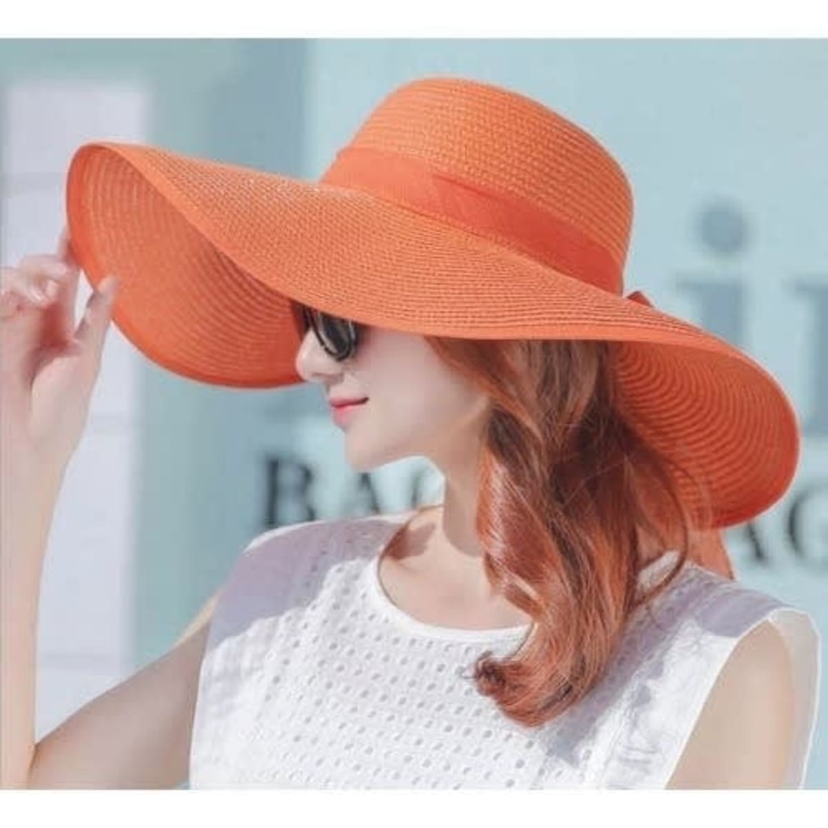 Wide Brim Sun Hat - Orange