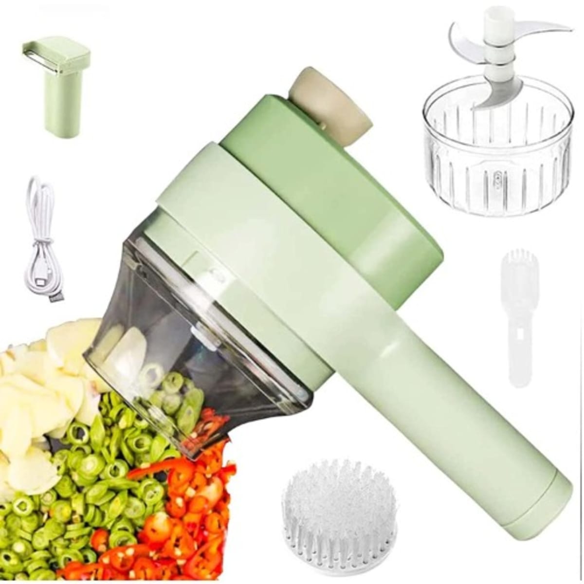 4 In 1 Handheld Electric Vegetable Cutter Multifunction Vegetable Fruit  Slicer