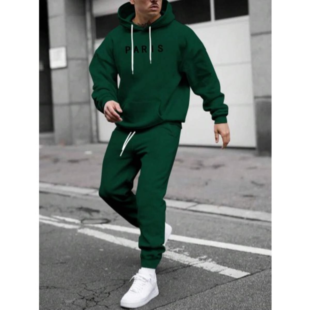 Fashion House Graphic Kangaroo Pocket Drawstring Hoodie