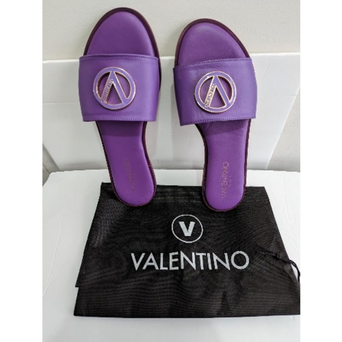 Valentino bugola leather cheap slides