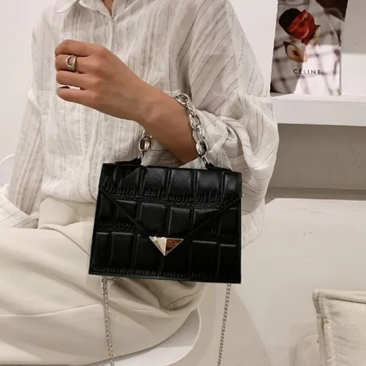 Black leather handbags 2025 online