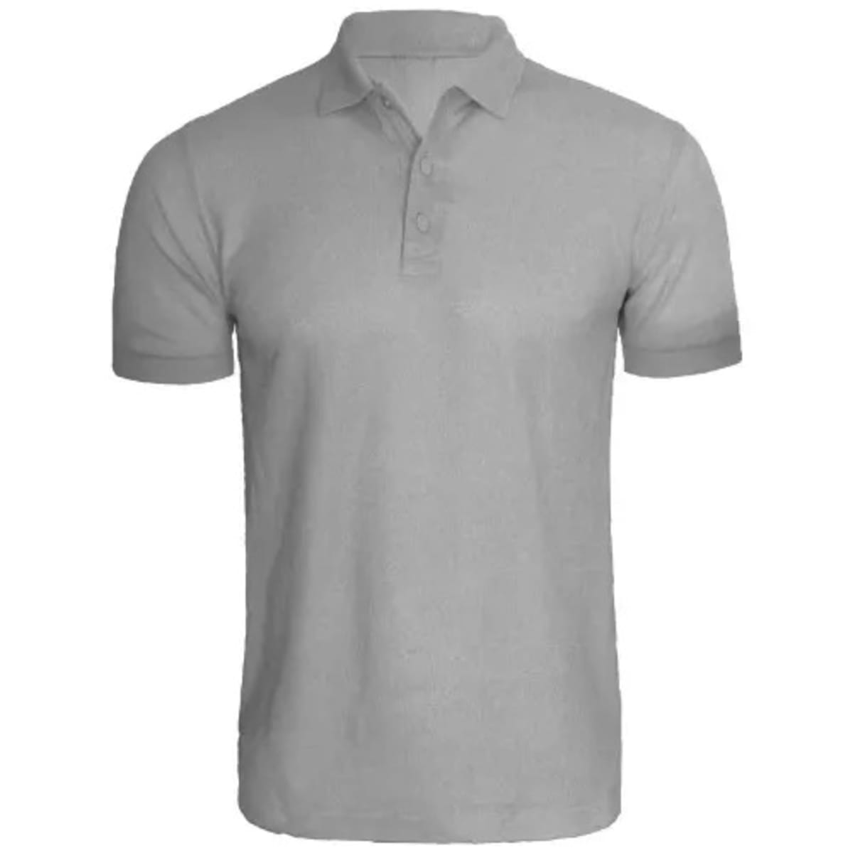 Grey polo shirt front and shop back