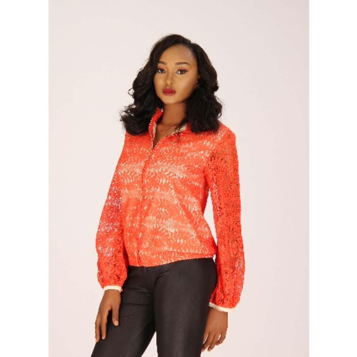 Xtamaliy Lace Bomber Jacket Orange Konga Online Shopping