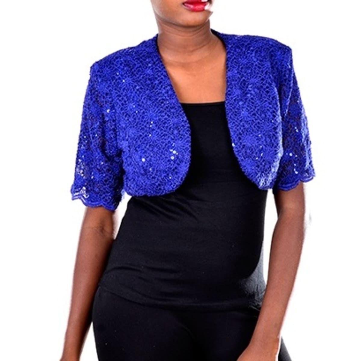 Blue lace jacket sales