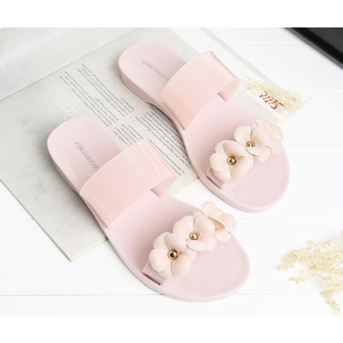 Ladies Tri Petal Rose Jelly Slippers Nude Konga Online Shopping