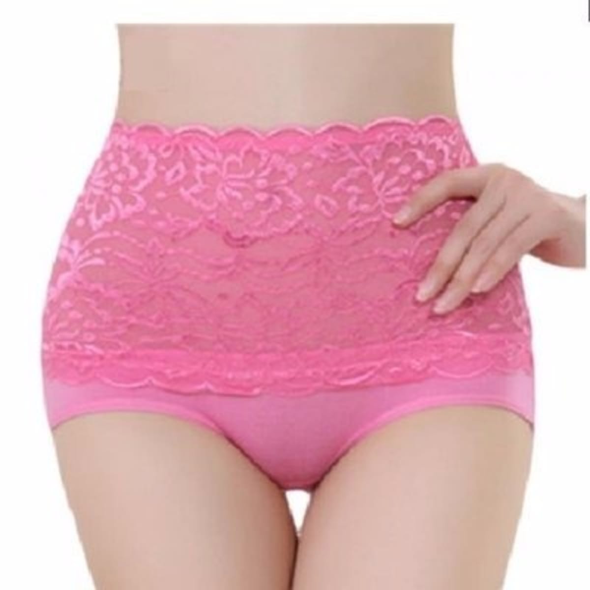 Ladies Tummy Control Lace Up Panty - Pink