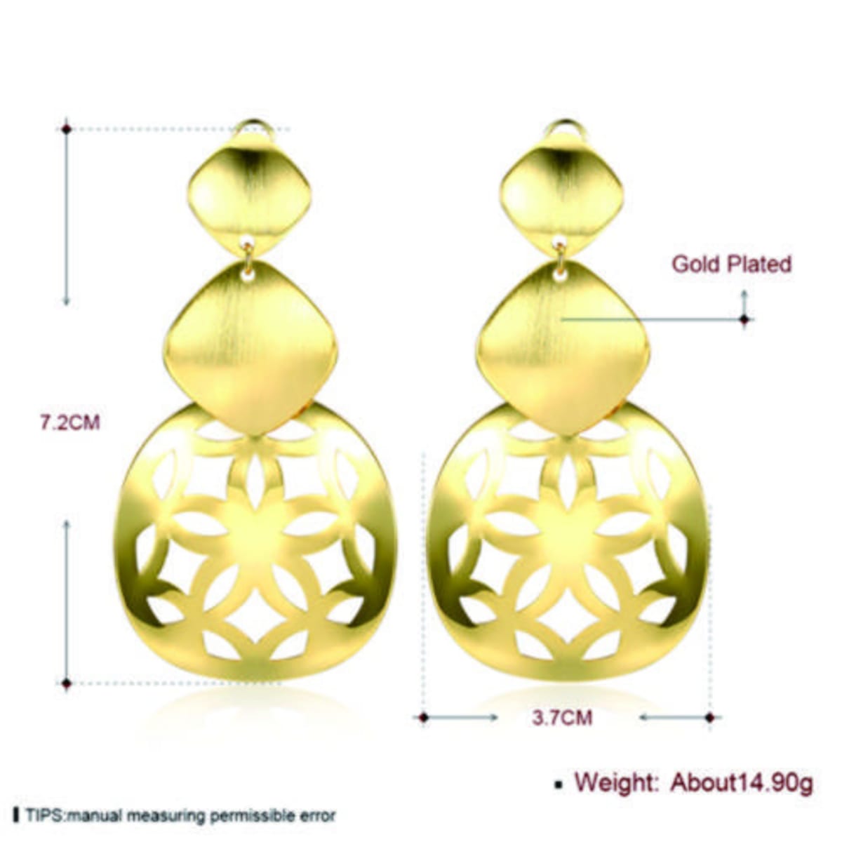 Laser cut gold earrings hotsell