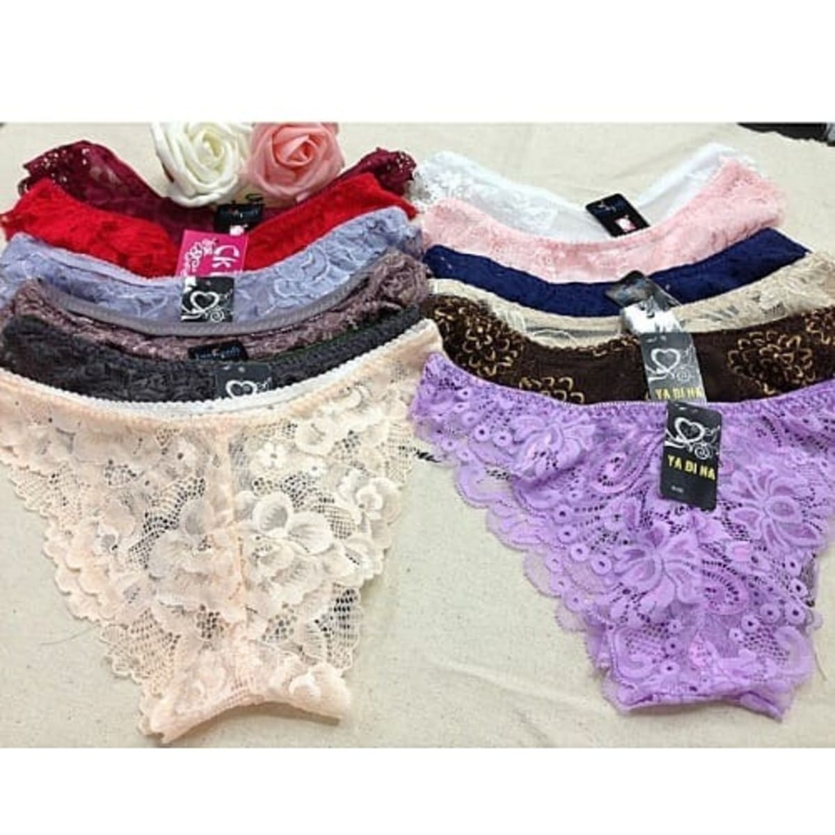Lace Brief Panties - 12 Pcs Set