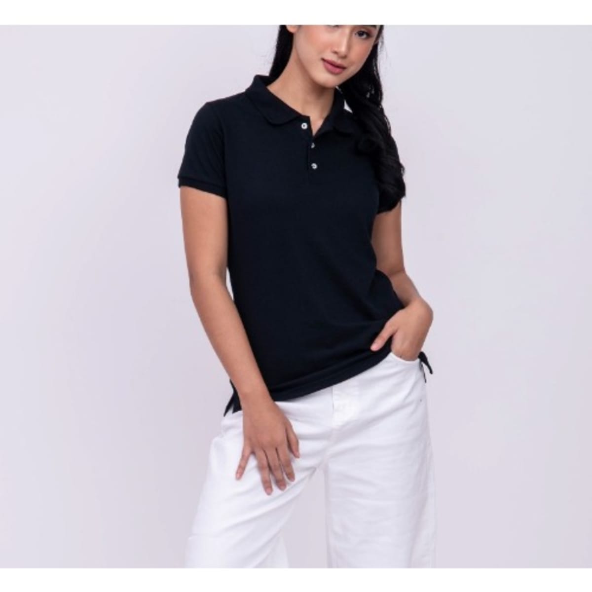 Ladies black sale polo t shirt